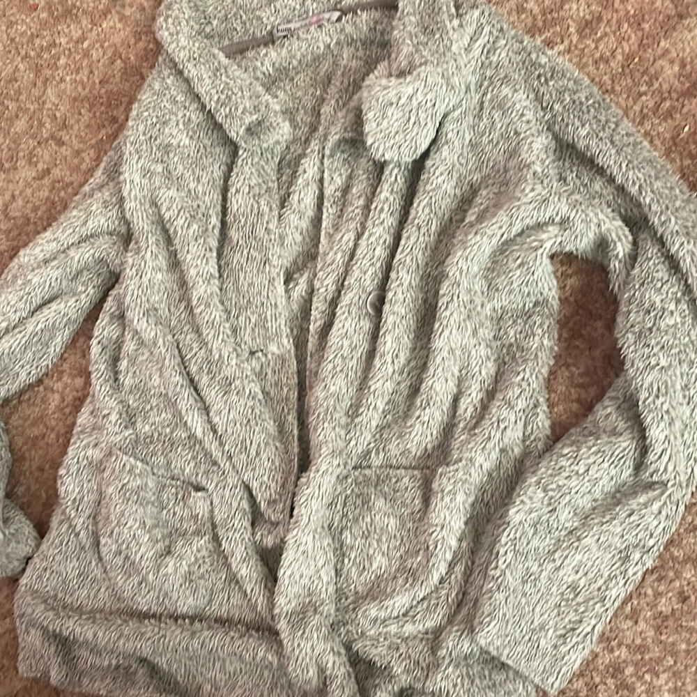 Fuzzy throw over jacket